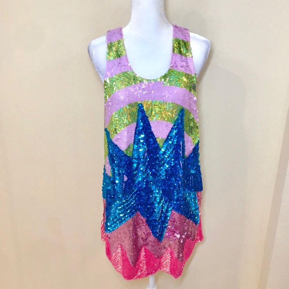 TOPSHOP Rainbow Sequin Dress!